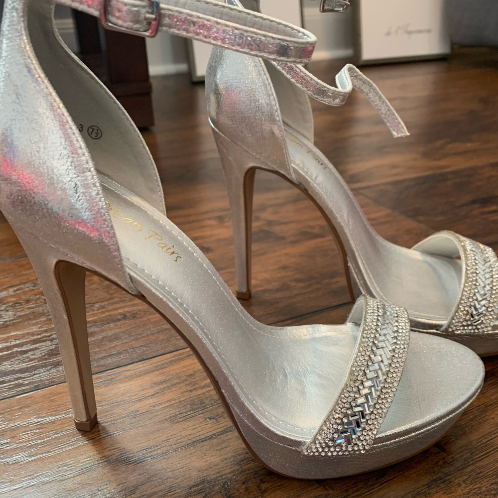 silver bling heels